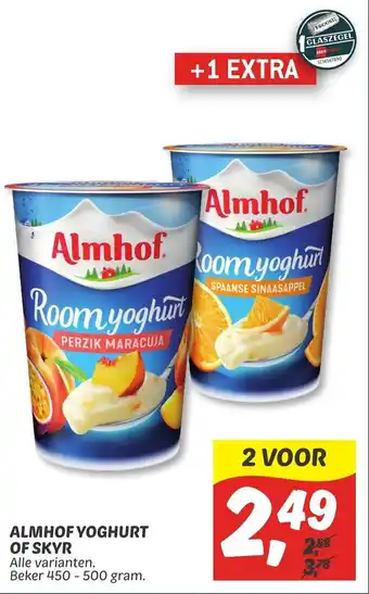 Dekamarkt Almhof Yoghurt of Skyr 450 - 500 gram aanbieding