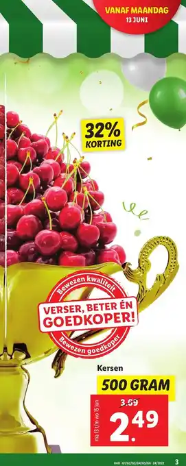 Lidl Kersen 500 gram aanbieding