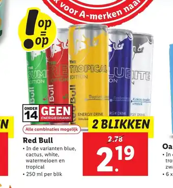 Lidl Red Bull 250 ml 2 blikken aanbieding