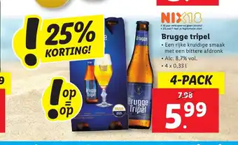 Lidl Brugge tripel 4 x 0,33 l 4-pack aanbieding