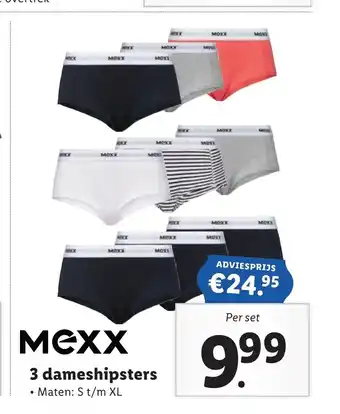 Lidl Mexx 3 dameshipsters Maten: S t/m XL per set aanbieding