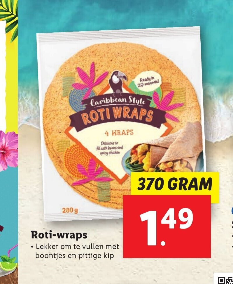 Caribbean Style Rotiwraps 370 gram aanbieding bij Lidl