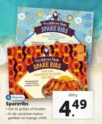 Lidl Caribbean Style Spareribs 500 g aanbieding