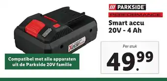 Lidl Parkside Smart accu 20V- 4 Ah per stuk aanbieding