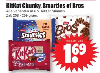 Dirk KitKat Chunky, Smarties of Bros aanbieding