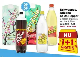 Hoogvliet Schweppes, Arizona of Dr. Pepper aanbieding