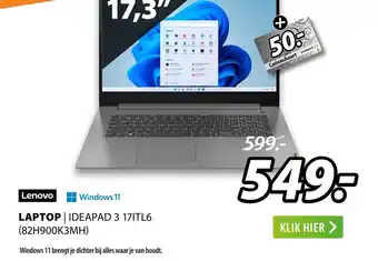 Expert Lenovo 17,3" Laptop Ideapad 3 17ITL6 (82H900K3MH) aanbieding