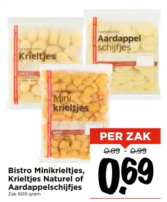 Vomar Voordeelmarkt Bistro Minikrieltjes Krieltjes Naturel of Aardappelschijfjes aanbieding