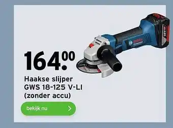 GAMMA Bosch Haakse Slijper GWS 18-125 V-LI (Zonder Accu) aanbieding