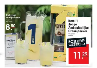 Sligro Pinkyrose Straight Lemon Of Ketel 1 Jonge Ambachtelijke Graanjenever aanbieding