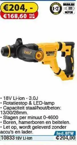 Toolstation DeWalt DCH263N-XJ Combihamer SDS+ (Body) aanbieding