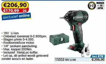 Toolstation Metabo SSD 18 LTX 200 BL Slagschroevendraaier (Body) aanbieding