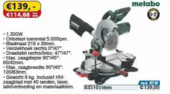 Toolstation Metabo KS 216 M Lasercut Afkort- & Verstekzaagmachine aanbieding