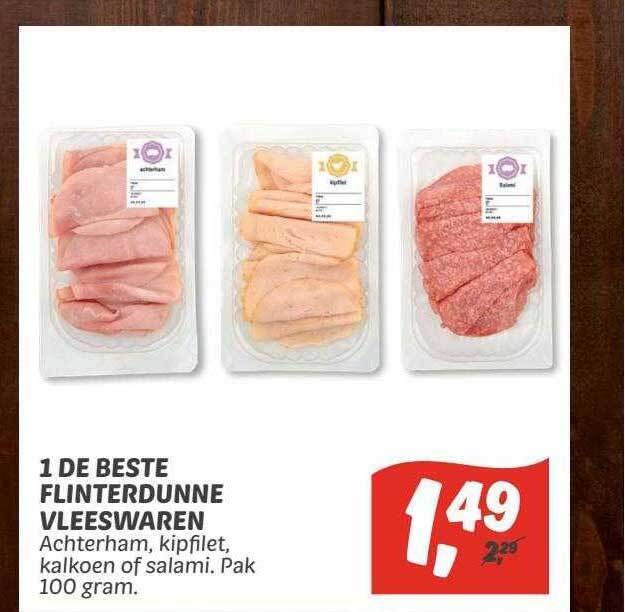 1 De Beste Flinterdunne Vleeswaren Achterham, Kipfilet, Kalkoen Of