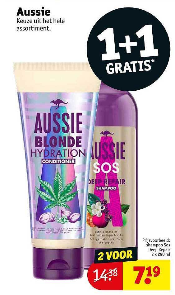 Aussie 1+1 Gratis aanbieding bij Kruidvat