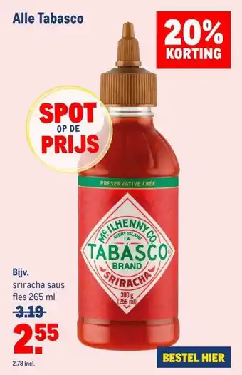 Makro Alle Tabasco 20% Korting aanbieding