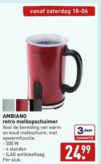 ALDI Ambiano Retro Melkopschuimer aanbieding