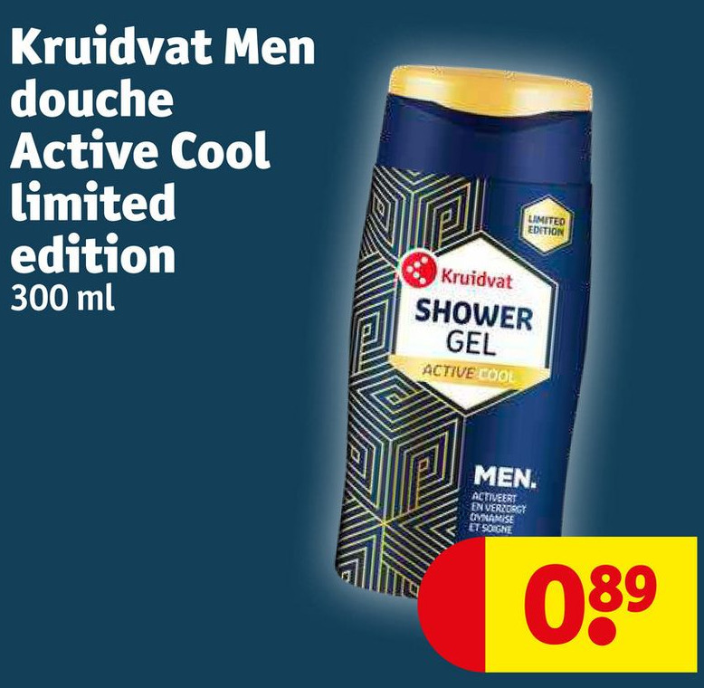 Kruidvat Men douche Active Cool limited edition aanbieding bij Kruidvat