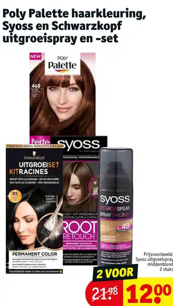 Kruidvat Poly Palette haarkleuring, Syoss en Schwarzkopf uitgroeispray en -set aanbieding