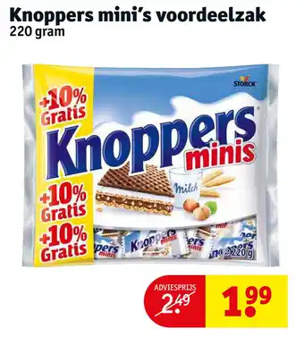 Kruidvat Knoppers mini's voordeelzak 220 gram aanbieding