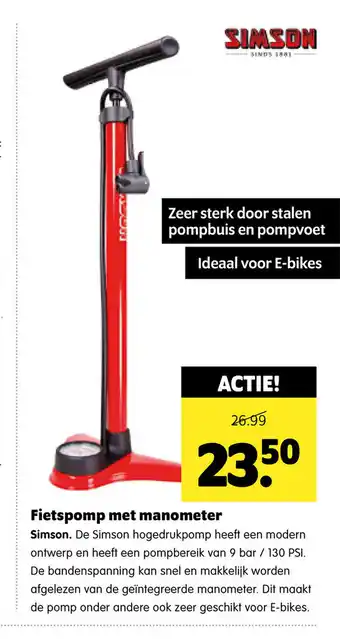 Plentyparts Fietspomp met manometer aanbieding