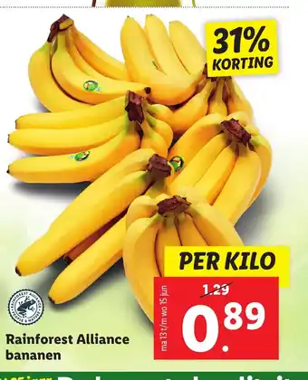 Lidl Rainforest Alliance bananen per kilo aanbieding