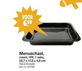 Bidfood Menuschaal, Zwart. RPP, 1 Vaks, 22,7 X 17,8 X 4,9 Cm aanbieding