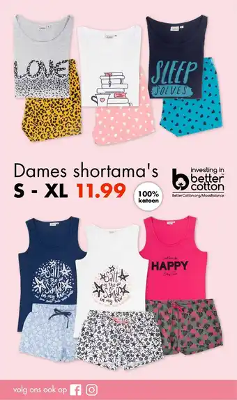 Wibra Dames shortama's S-XL aanbieding