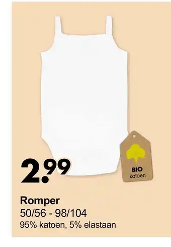 Wibra Romper 50/56-98/104 95% katoen, 5% elastaan aanbieding