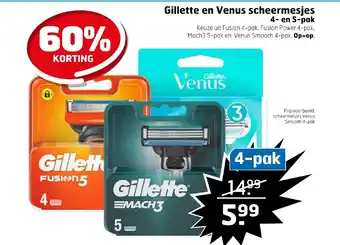 Trekpleister Gillete en Venus scheermesjes 4- en 5-pak aanbieding