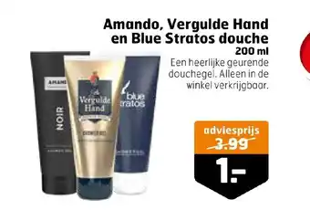 Trekpleister Amando, Vergulde Hand en Blue Stratos douche 200 ml aanbieding