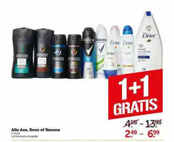 Coop Alle Axe, Dove Of Rexona 1+1 Gratis aanbieding