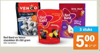 Albert Heijn Red Band en Venco stazakken 85-280 gram aanbieding