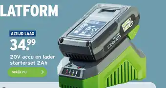 GAMMA 20V accu en lader starterset 2Ah aanbieding