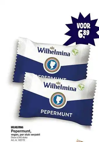 Bidfood Wilhelmina Pepermunt, Vegan, Per Stuk Verpakt aanbieding