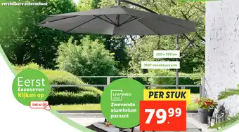 Lidl LIVARNO home Zwevende aluminium parasol aanbieding