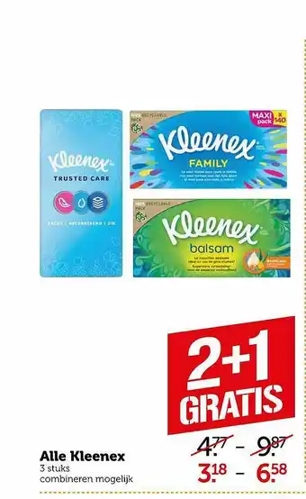 Coop Alle Kleenex 2+1 Gratis aanbieding