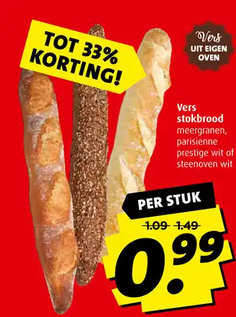 Boni Vers stokbrood per stuk aanbieding