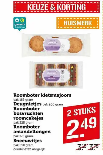 Coop Roomboter Kletsmajoors, Deugnietjes, Roomboter Bosvruchten Roomcakejes, Roomboter Amandeltongen Of Sneeuwitjes aanbieding