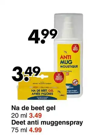 Wibra Na de beet gel of deet anti muggenspray 20 ml aanbieding