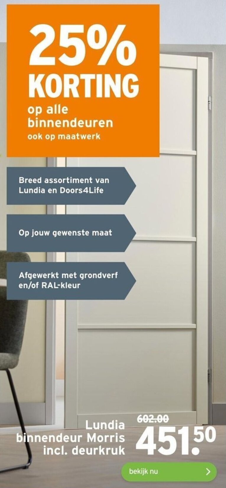 Lundia binnendeur Morris incl. deurkruk aanbieding bij GAMMA