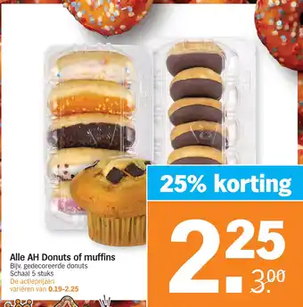 Albert Heijn Alle ah donuts of muffins aanbieding