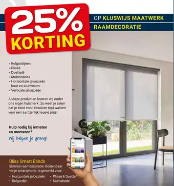 Kluswijs 25% Korting Op Kluswijs Maatwerk Raamdecoratie aanbieding