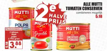 MCD Supermarkt ALLE MUTTI TOMATEN CONSERVEN aanbieding