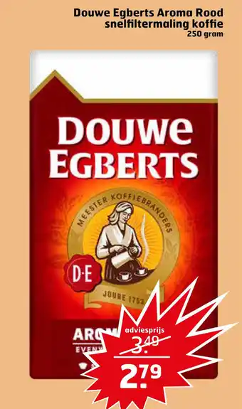 Trekpleister Douwe Egberts Aroma Rood snelfiltermaling koffie aanbieding