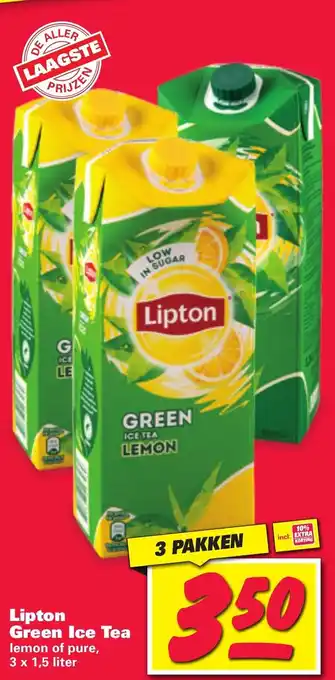 Nettorama Lipton Green Ice Tea 3 x 1,5 liter aanbieding