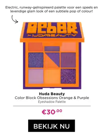 ICI Paris XL Huda Beauty Color Block Obsessions Orange & Purple Eyeshadow Palette aanbieding