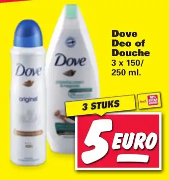 Nettorama Dove Deo of Douche 3 x 150/250 ml aanbieding