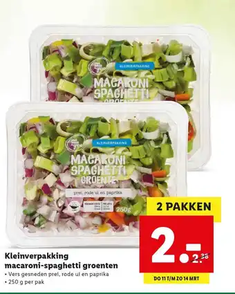 Lidl Kleinverpakking Macaroni-Spaghetti Groenten 200g aanbieding