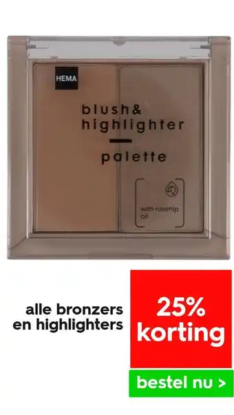 HEMA alle bronzers en highlighters aanbieding